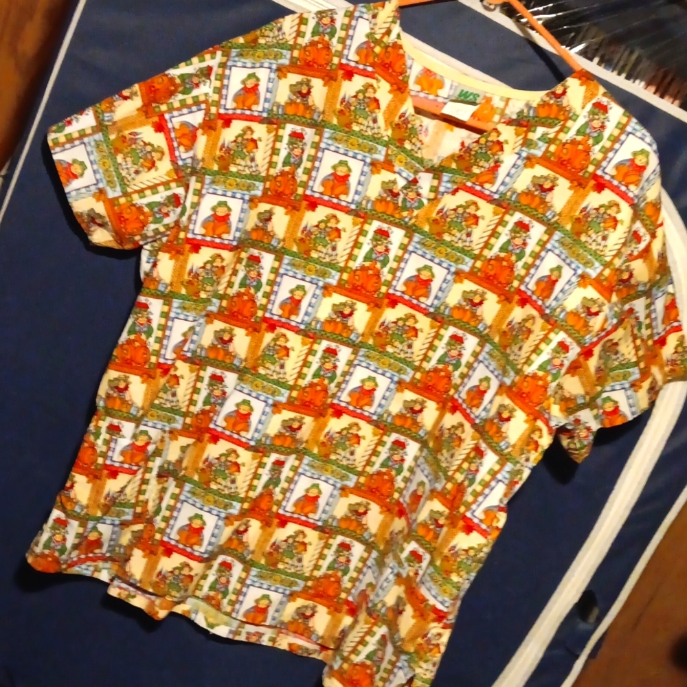 Fall theme Scrub Top